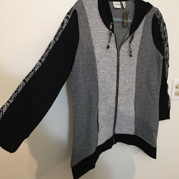 Chicos/Zenergy Color Block mix knit paisley jacket - Picture 4 of 7